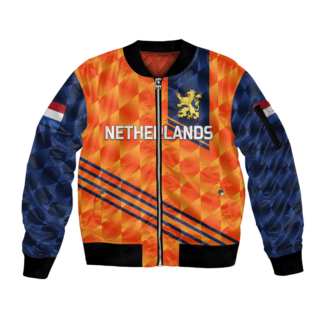 (Custom Personalised) Netherlands Cricket Dutch Lion Sleeve Zip Bomber Jacket Special Orange LT8 - Wonder Print Shop