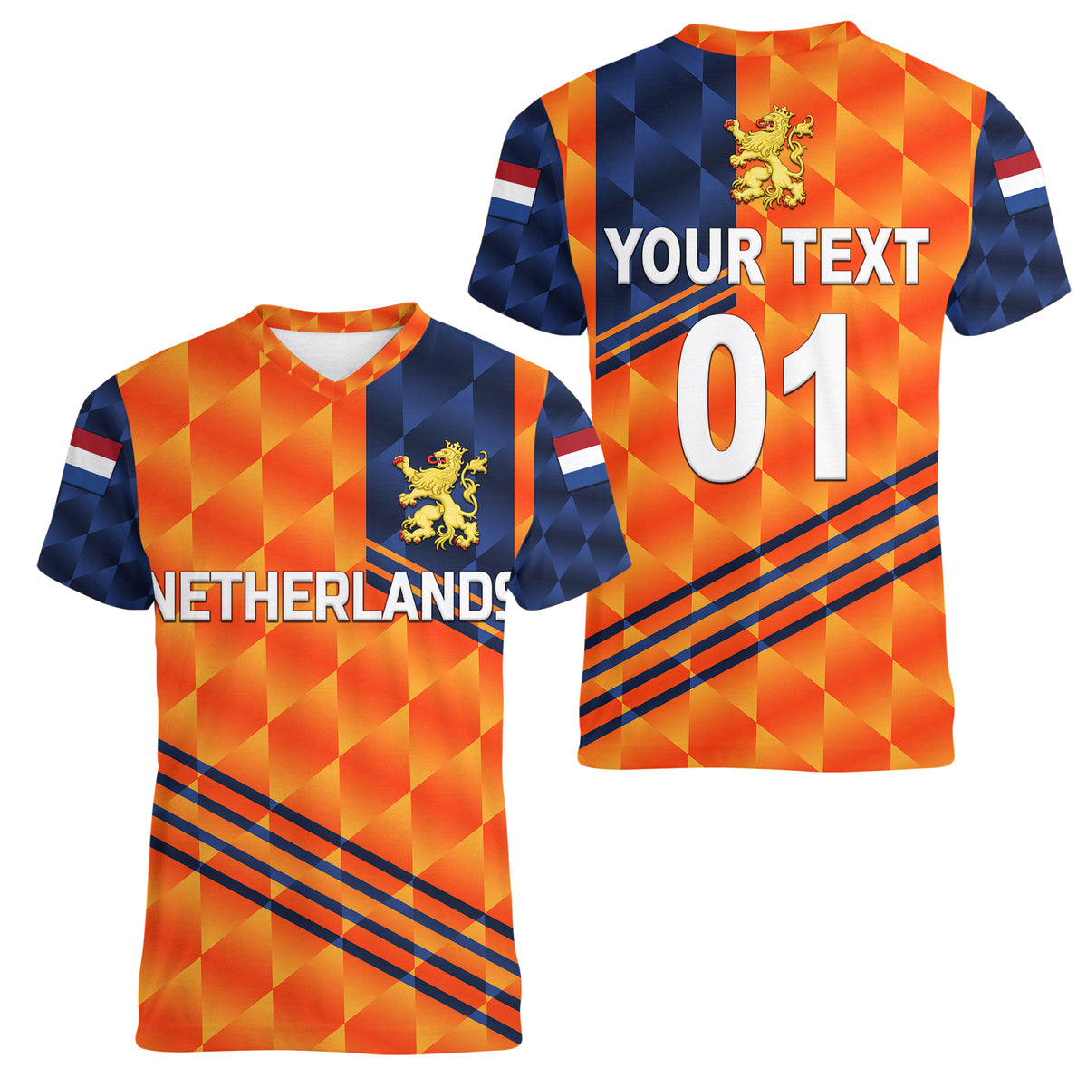 (Custom Personalised) Netherlands Cricket Dutch Lion Women V Neck T Shirt Special Orange LT8 - Wonder Print Shop