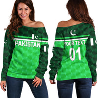 (Custom Personalised) Pakistan Cricket Off Shoulder Sweater Pak Shaheens Unique - Green LT8 - Wonder Print Shop