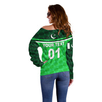 (Custom Personalised) Pakistan Cricket Off Shoulder Sweater Pak Shaheens Unique - Green LT8 - Wonder Print Shop