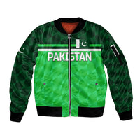 (Custom Personalised) Pakistan Cricket Sleeve Zip Bomber Jacket Pak Shaheens Unique - Green LT8 - Wonder Print Shop