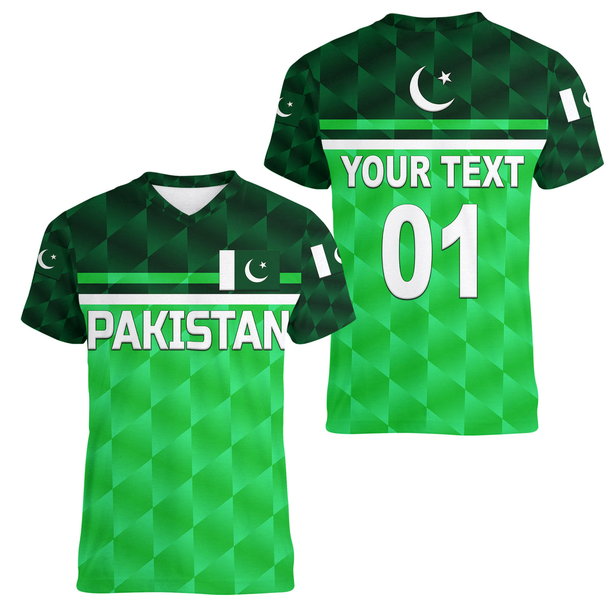 (Custom Personalised) Pakistan Cricket Women V Neck T Shirt Pak Shaheens Unique - Green LT8 - Wonder Print Shop