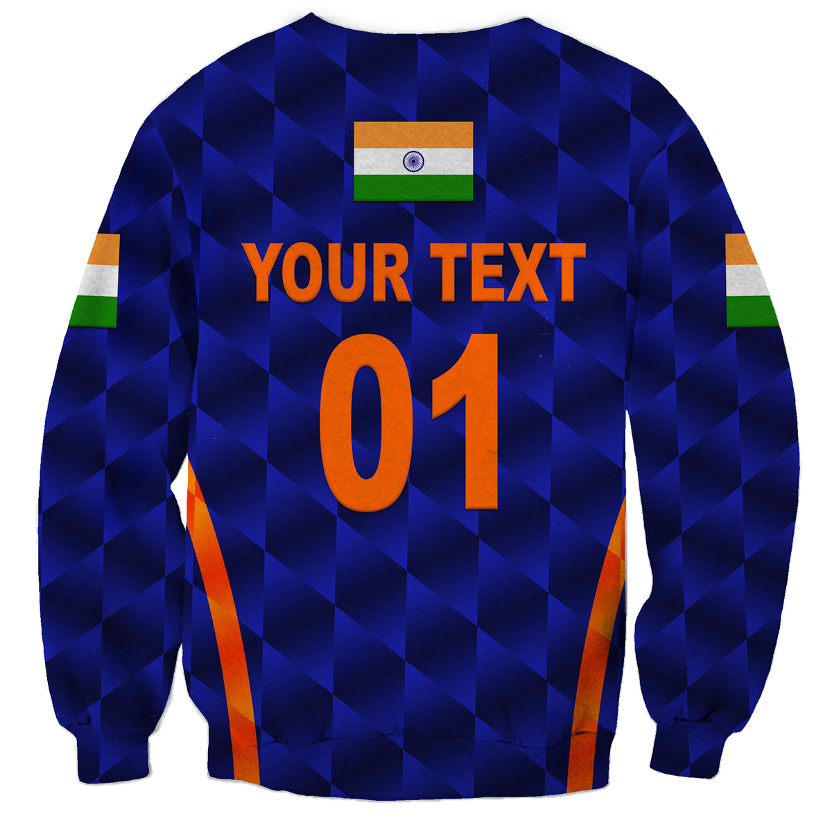 (Custom Personalised) India Cricket Sweatshirt Men In Blue Unique - Blue LT8 - Wonder Print Shop