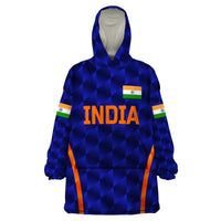 (Custom Personalised) India Cricket Wearable Blanket Hoodie Men In Blue Unique - Blue LT8 - Wonder Print Shop