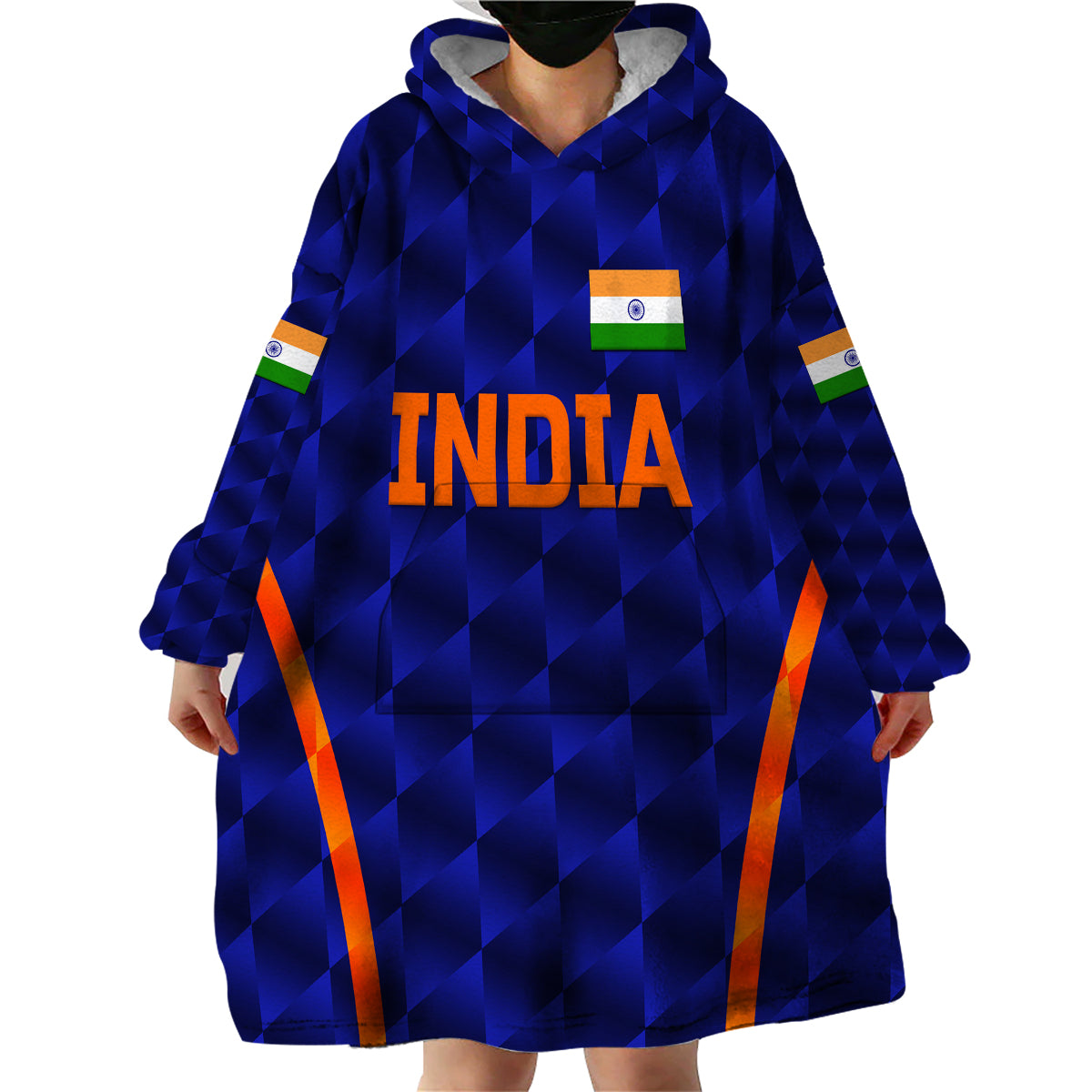 (Custom Personalised) India Cricket Wearable Blanket Hoodie Men In Blue Unique - Blue LT8 - Wonder Print Shop