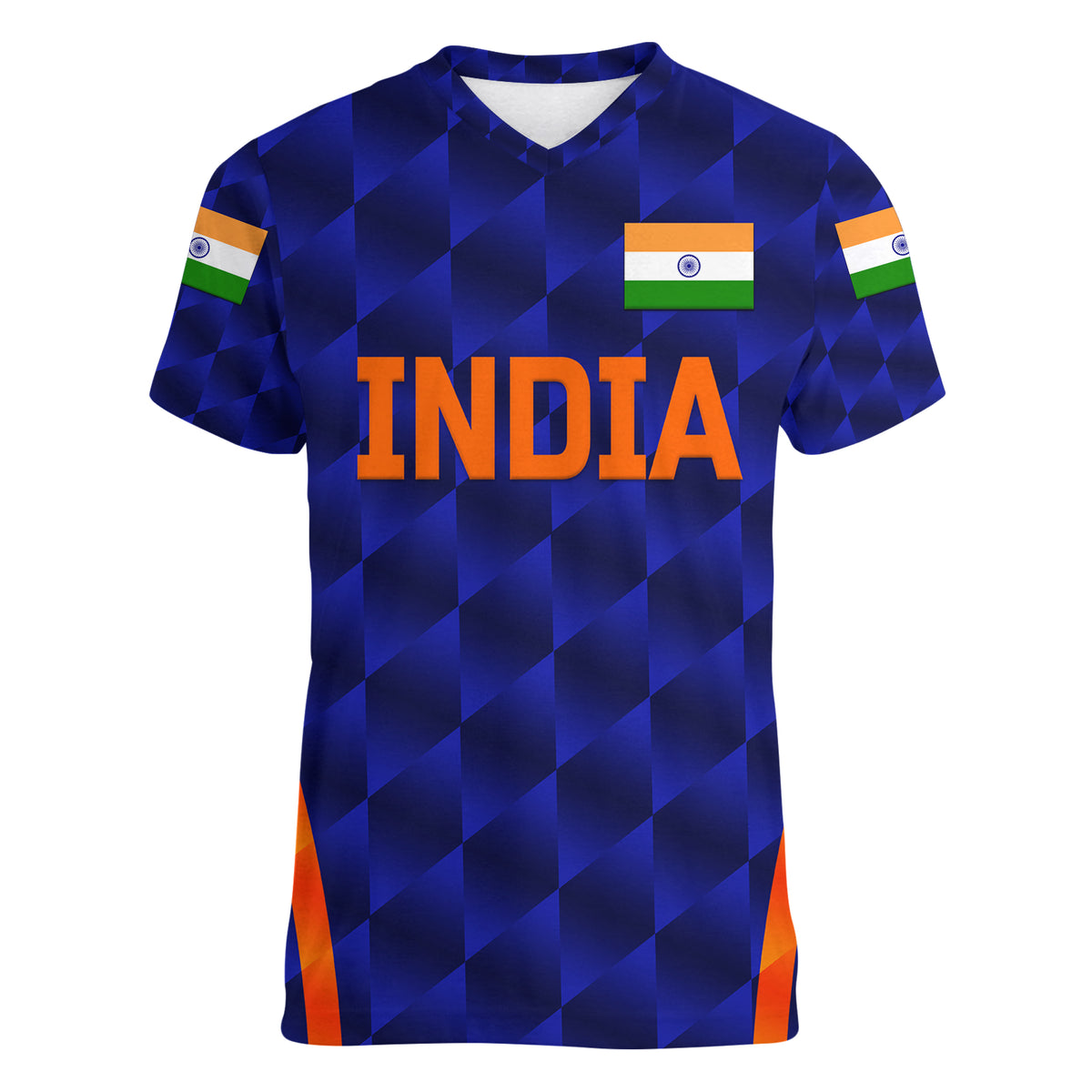 (Custom Personalised) India Cricket Women V Neck T Shirt Men In Blue Unique - Blue LT8 - Wonder Print Shop