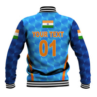 (Custom Personalised) India Cricket Baseball Jacket Men In Blue Unique - Light Blue LT8 - Wonder Print Shop
