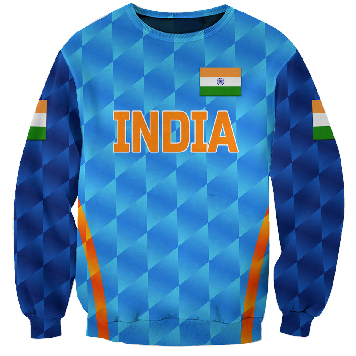(Custom Personalised) India Cricket Sweatshirt Men In Blue Unique - Light Blue LT8 - Wonder Print Shop