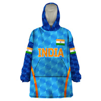 (Custom Personalised) India Cricket Wearable Blanket Hoodie Men In Blue Unique - Light Blue LT8 - Wonder Print Shop