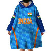 (Custom Personalised) India Cricket Wearable Blanket Hoodie Men In Blue Unique - Light Blue LT8 - Wonder Print Shop