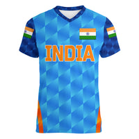 (Custom Personalised) India Cricket Women V Neck T Shirt Men In Blue Unique - Light Blue LT8 - Wonder Print Shop
