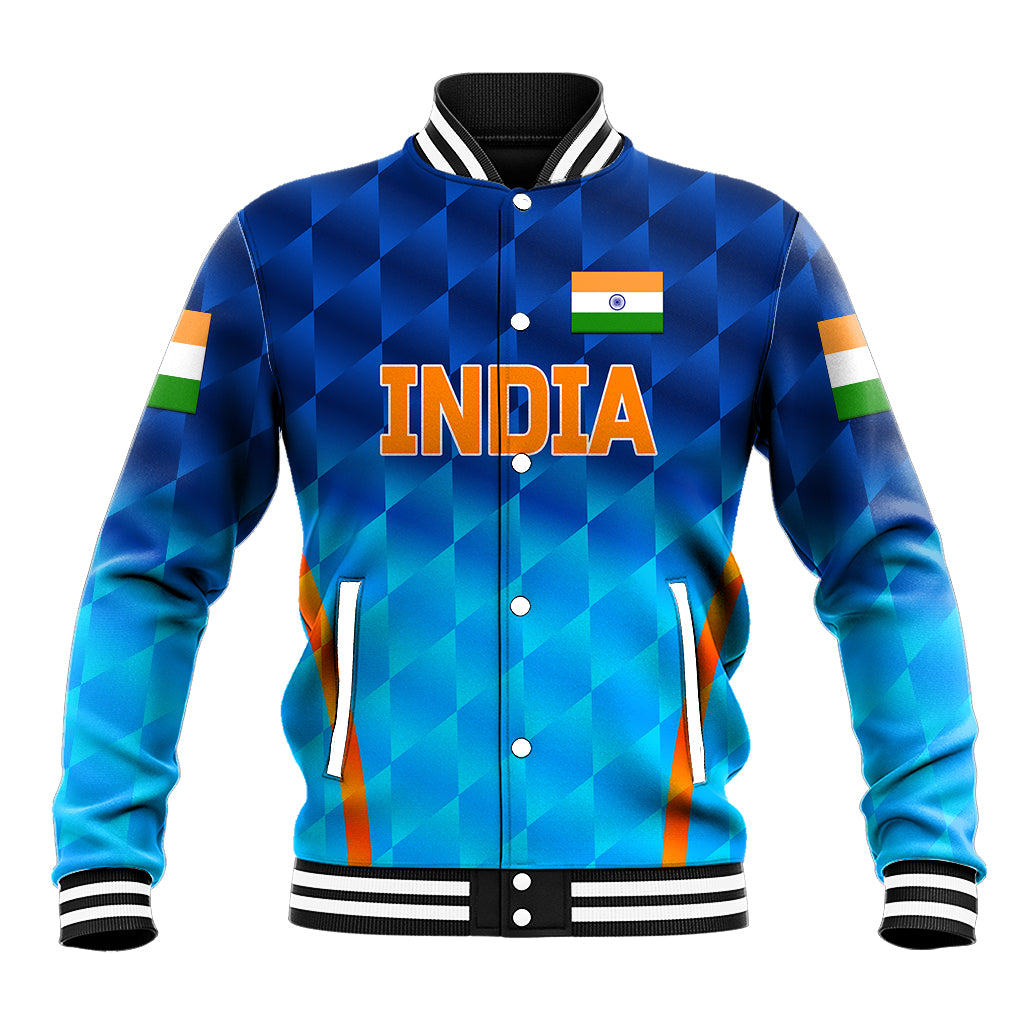 (Custom Personalised) India Cricket Baseball Jacket Men In Blue Unique - Gradient Blue LT8 - Wonder Print Shop