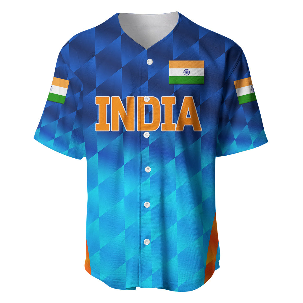 (Custom Personalised) India Cricket Baseball Jersey Men In Blue Unique - Gradient Blue LT8 - Wonder Print Shop