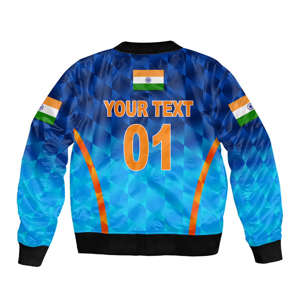 (Custom Personalised) India Cricket Bomber Jacket Men In Blue Unique - Gradient Blue LT8 - Wonder Print Shop