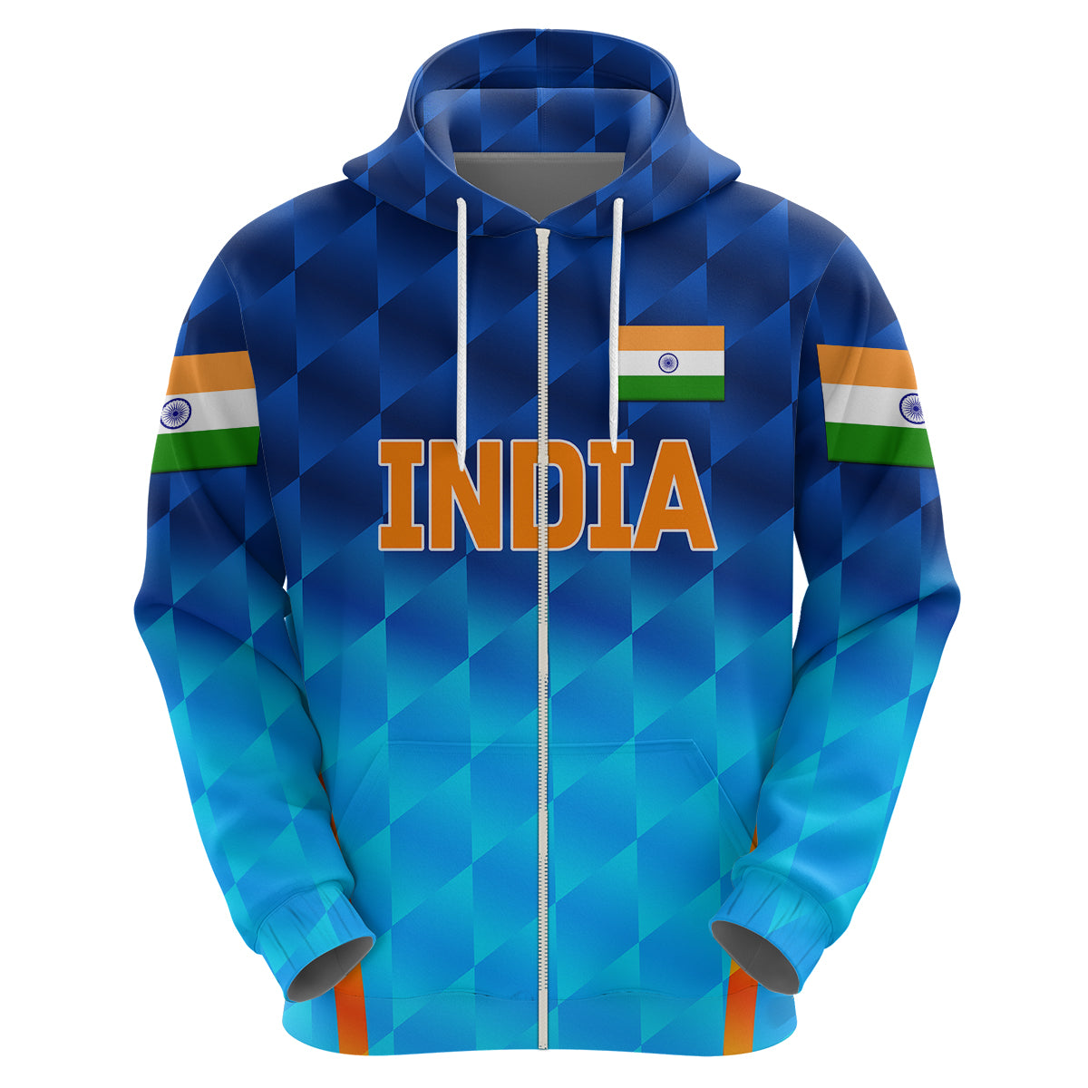 Custom India CrickeHoodie Men In Blue Unique Gradient Blue LT8 - Wonder Print Shop