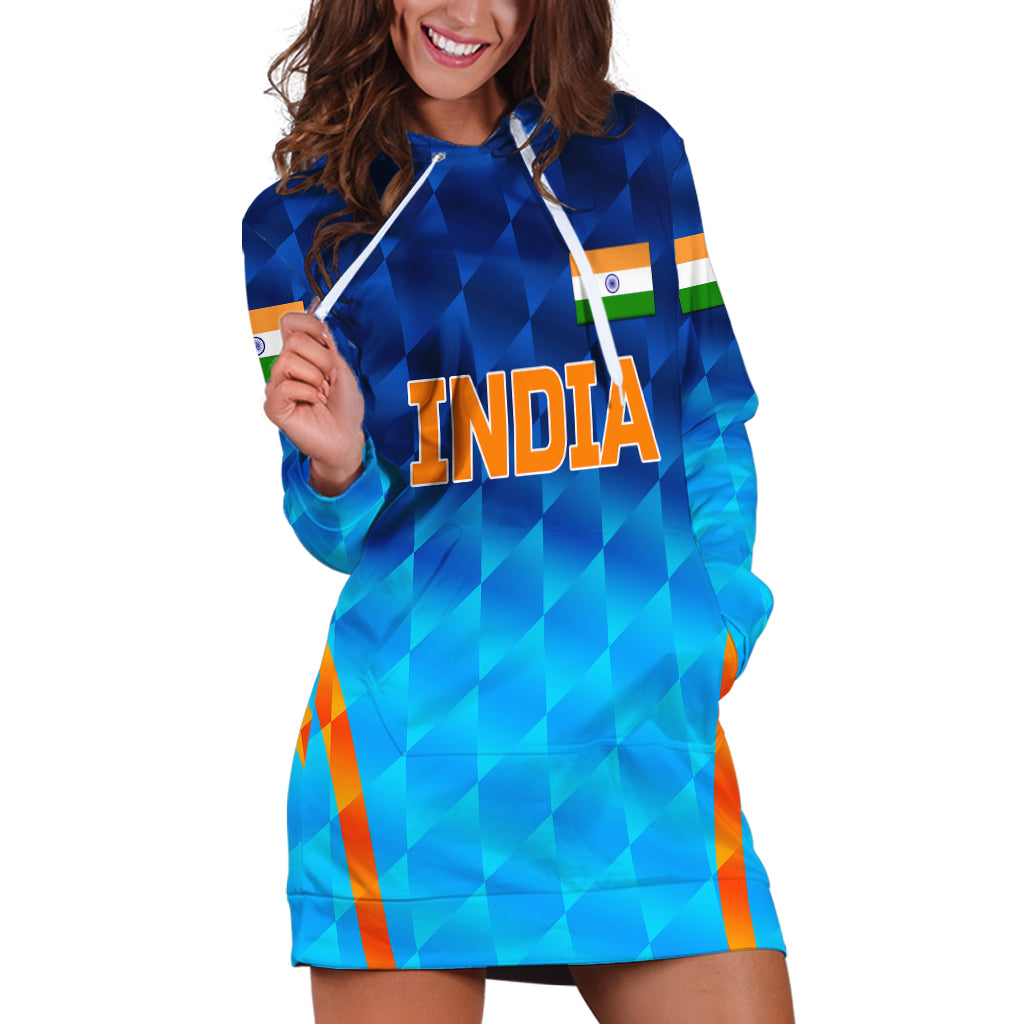 (Custom Personalised) India Cricket Hoodie Dress Men In Blue Unique - Gradient Blue LT8 - Wonder Print Shop