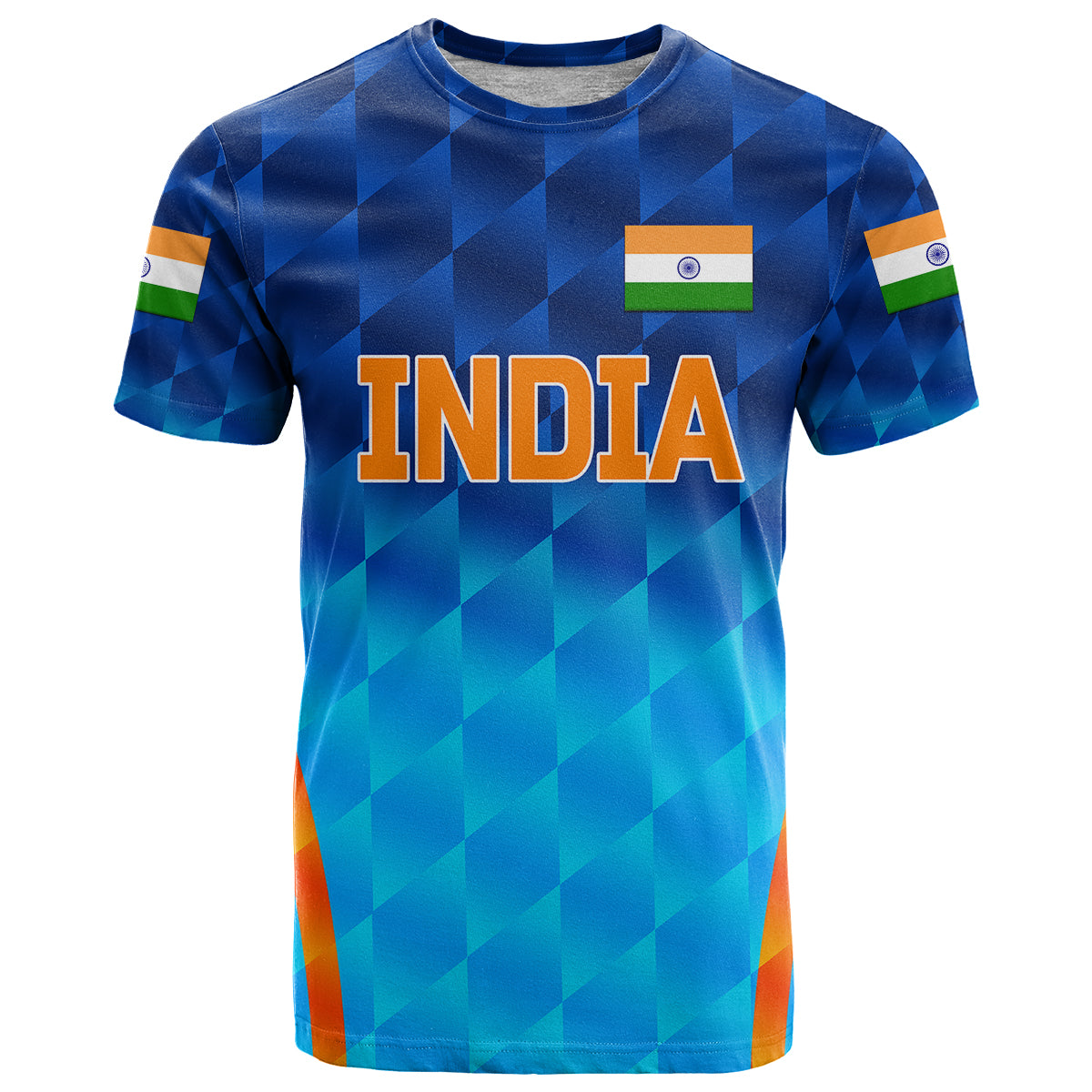 Custom India Cricket T Shirt Men In Blue Unique Gradient Blue LT8 - Wonder Print Shop