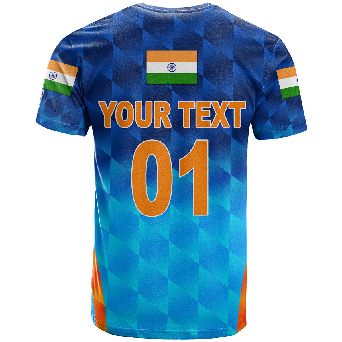 Custom India Cricket T Shirt Men In Blue Unique Gradient Blue LT8 - Wonder Print Shop
