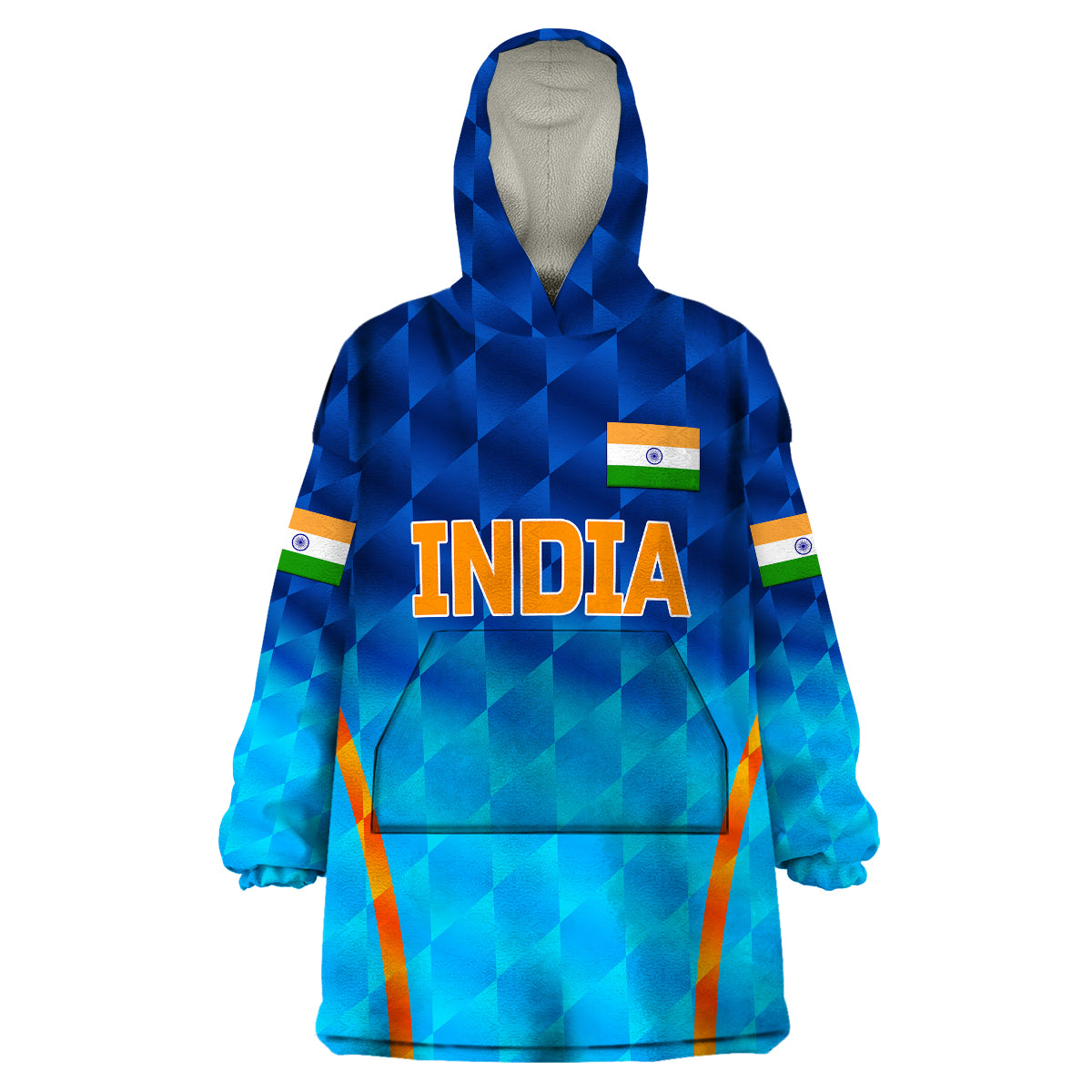 (Custom Personalised) India Cricket Wearable Blanket Hoodie Men In Blue Unique - Gradient Blue LT8 - Wonder Print Shop