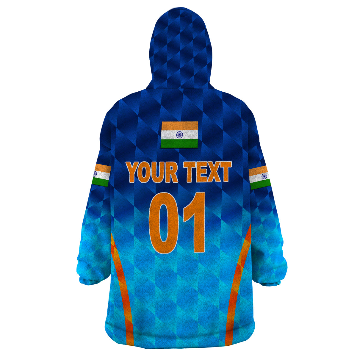 (Custom Personalised) India Cricket Wearable Blanket Hoodie Men In Blue Unique - Gradient Blue LT8 - Wonder Print Shop