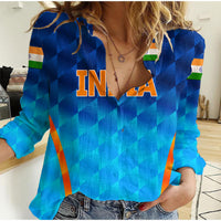 (Custom Personalised) India Cricket Women Casual Shirt Men In Blue Unique - Gradient Blue LT8 - Wonder Print Shop