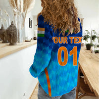 (Custom Personalised) India Cricket Women Casual Shirt Men In Blue Unique - Gradient Blue LT8 - Wonder Print Shop