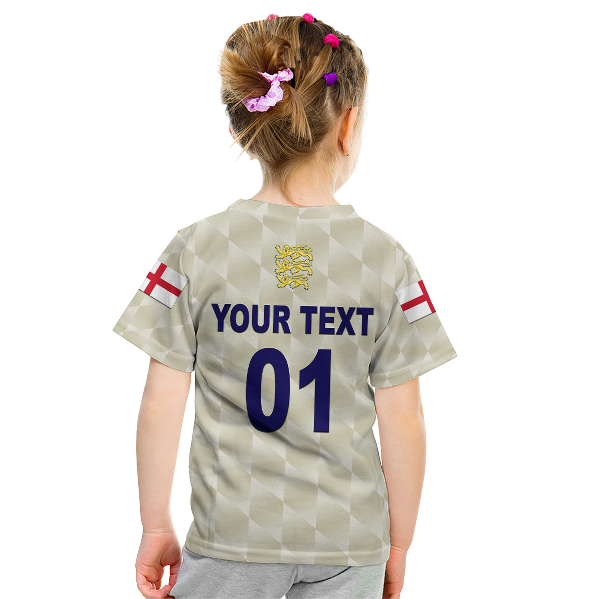 (Custom Personalised) England Cricket Kid T Shirt Unique - Beige LT8 - Wonder Print Shop
