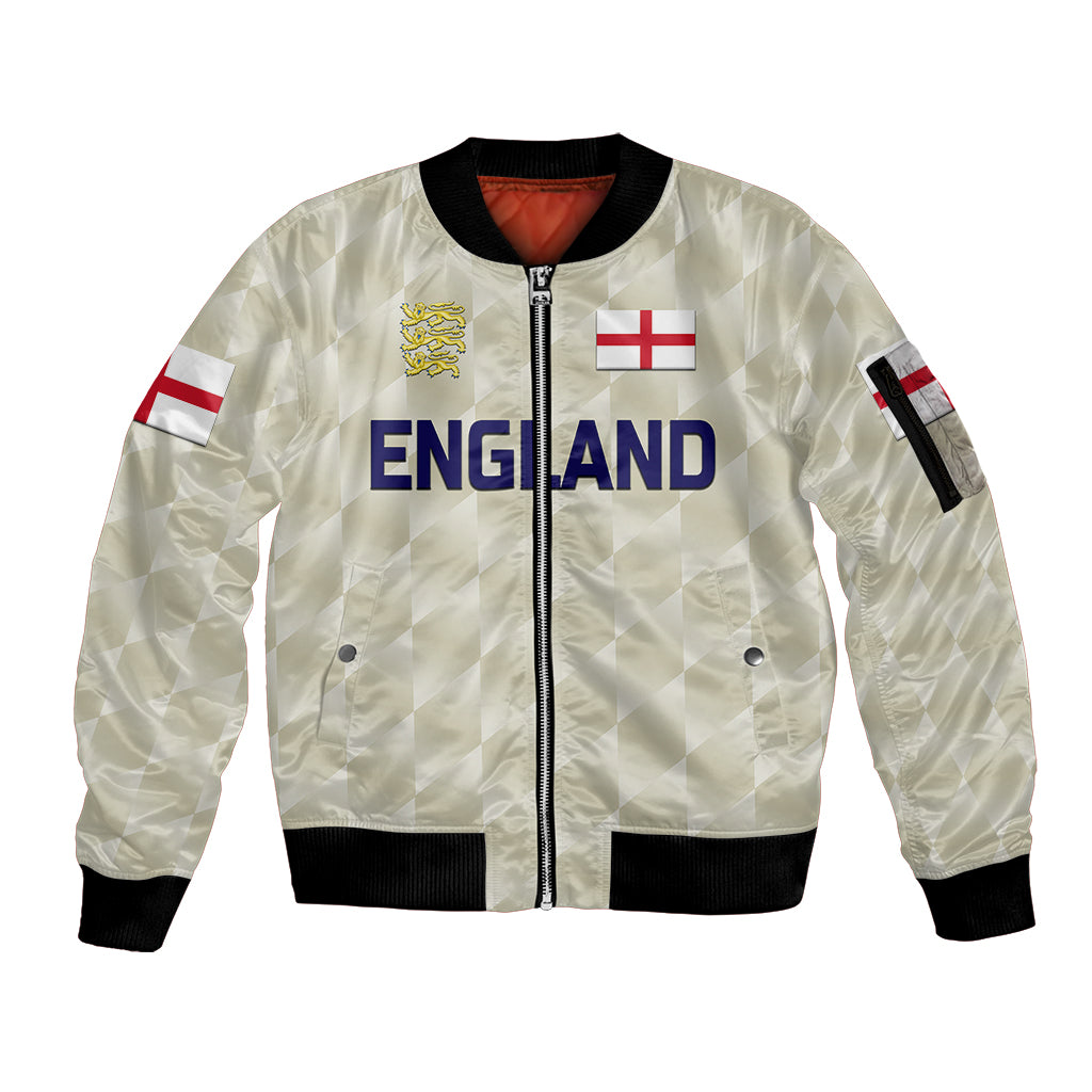 (Custom Personalised) England Cricket Sleeve Zip Bomber Jacket Unique - Beige LT8 - Wonder Print Shop