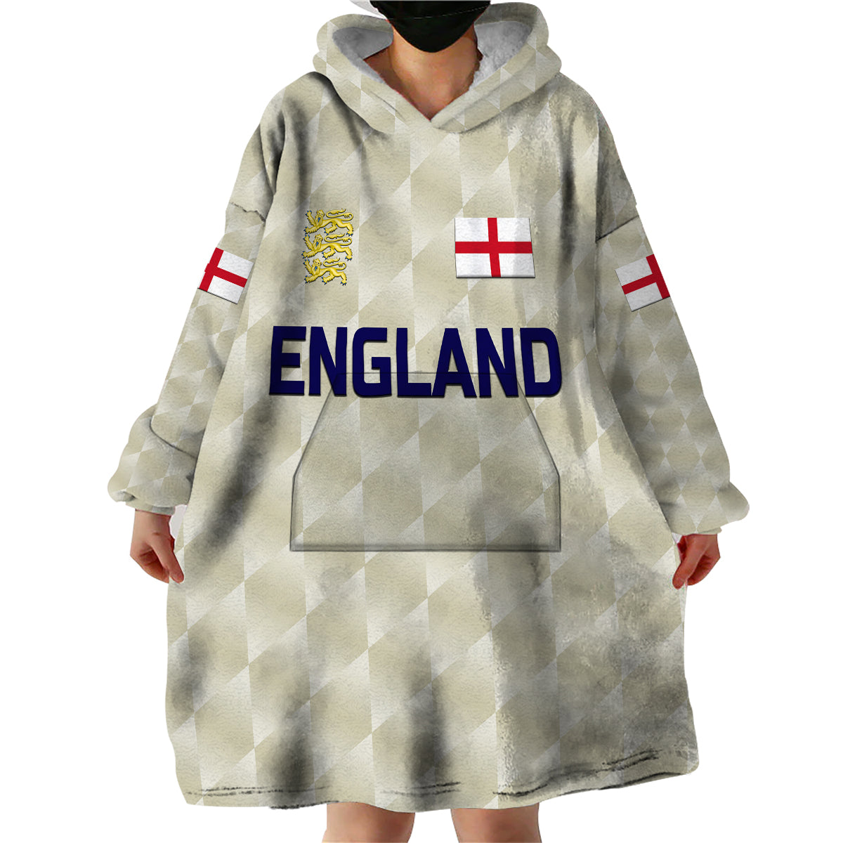 (Custom Personalised) England Cricket Wearable Blanket Hoodie Unique - Beige LT8 - Wonder Print Shop