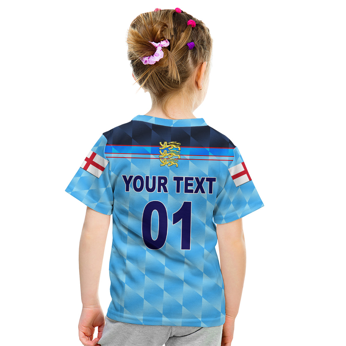 (Custom Personalised) England Cricket Kid T Shirt Unique - Blue LT8 - Wonder Print Shop
