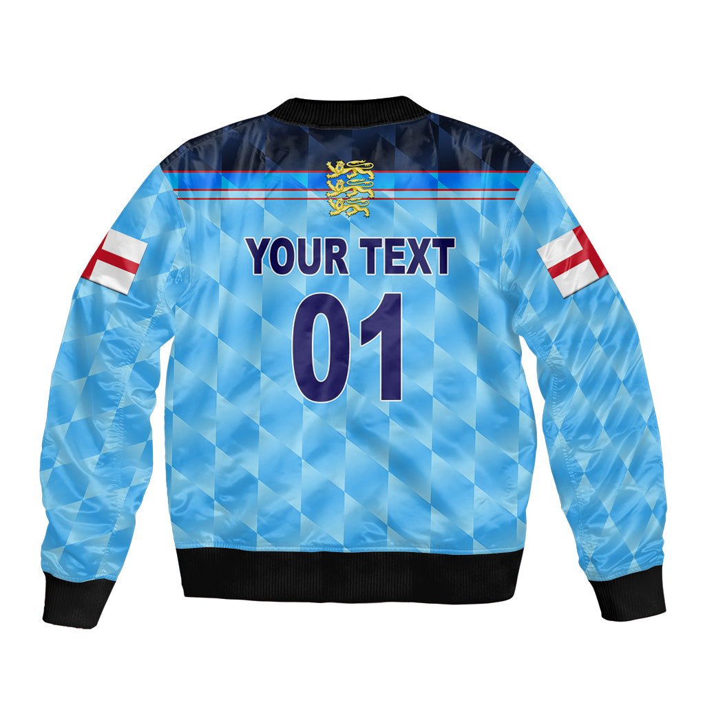(Custom Personalised) England Cricket Sleeve Zip Bomber Jacket Unique - Blue LT8 - Wonder Print Shop