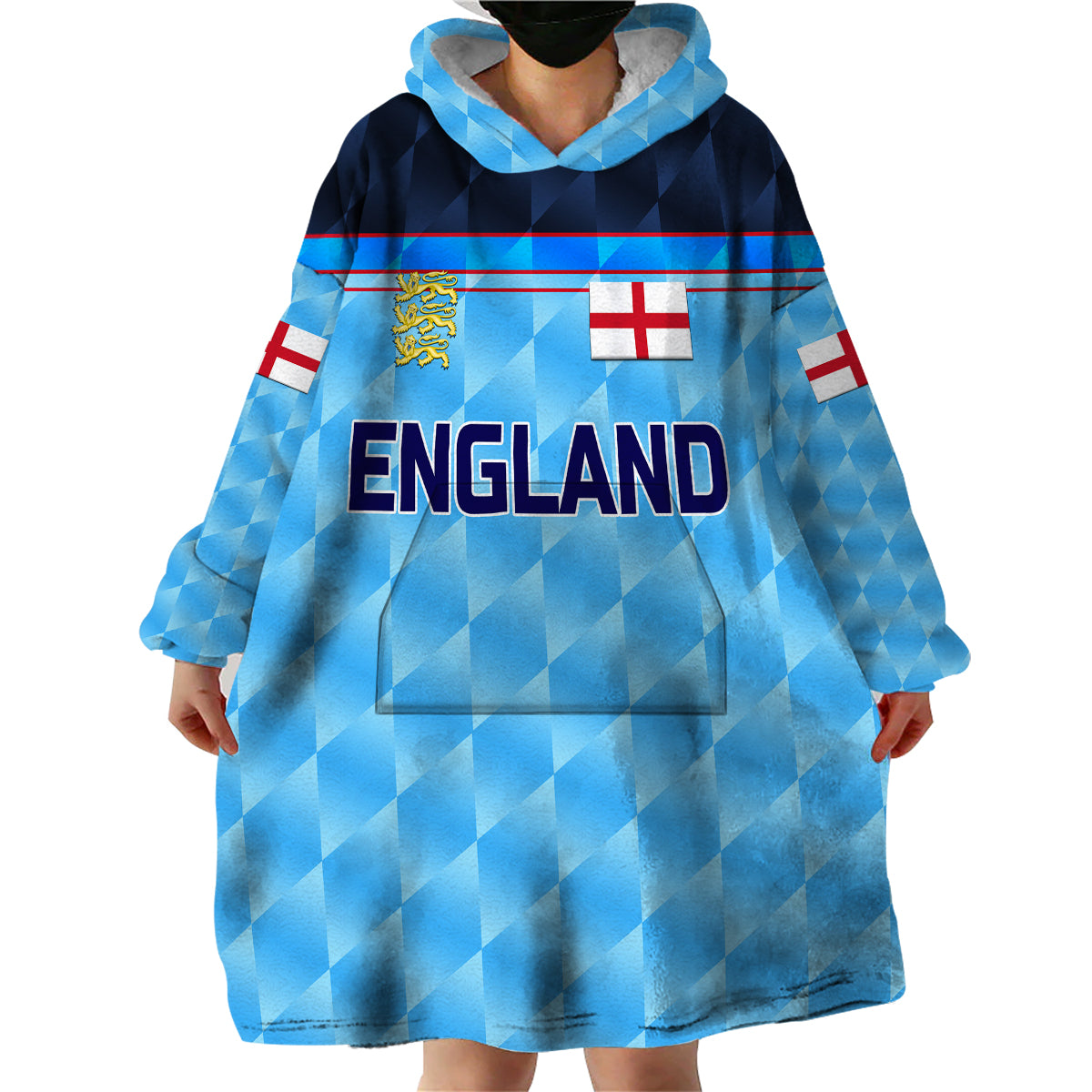 (Custom Personalised) England Cricket Wearable Blanket Hoodie Unique - Blue LT8 - Wonder Print Shop