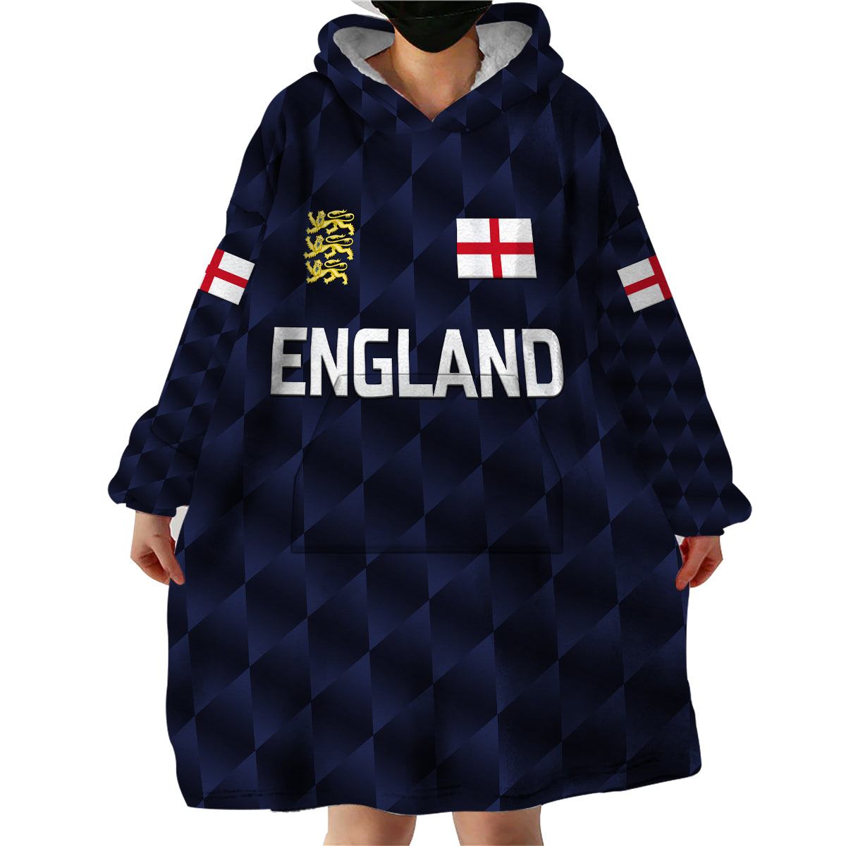 (Custom Personalised) England Cricket Wearable Blanket Hoodie Unique - Navy LT8 - Wonder Print Shop
