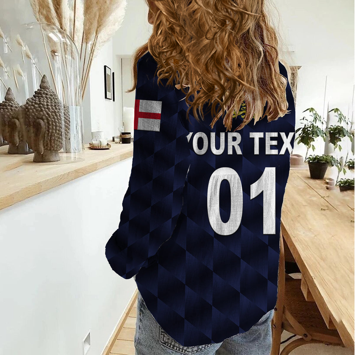 (Custom Personalised) England Cricket Women Casual Shirt Unique - Navy LT8 - Wonder Print Shop