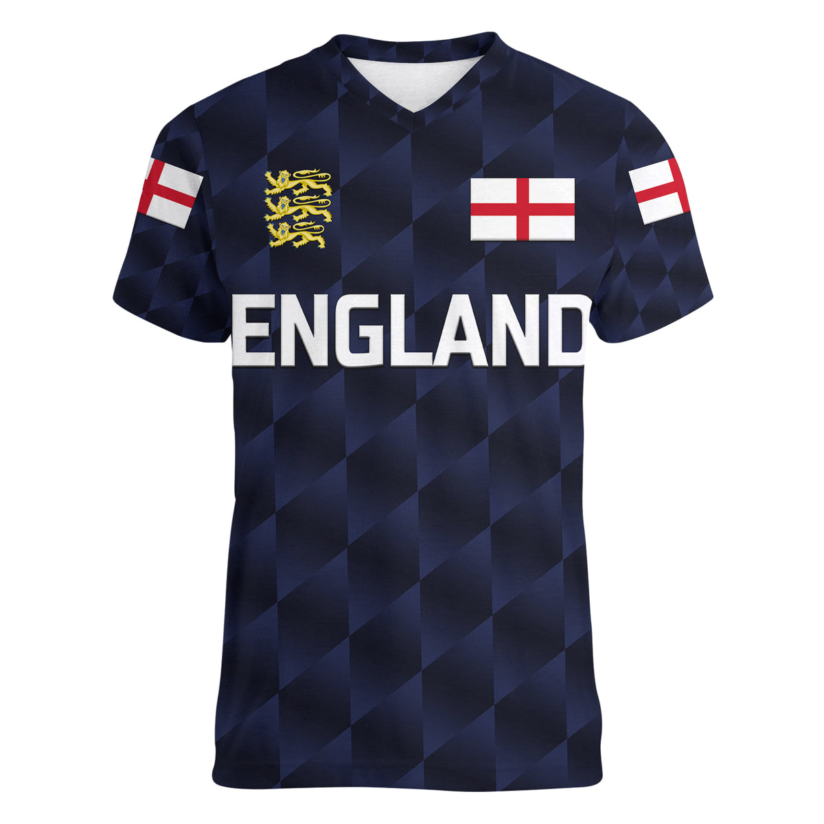 (Custom Personalised) England Cricket Women V Neck T Shirt Unique - Navy LT8 - Wonder Print Shop