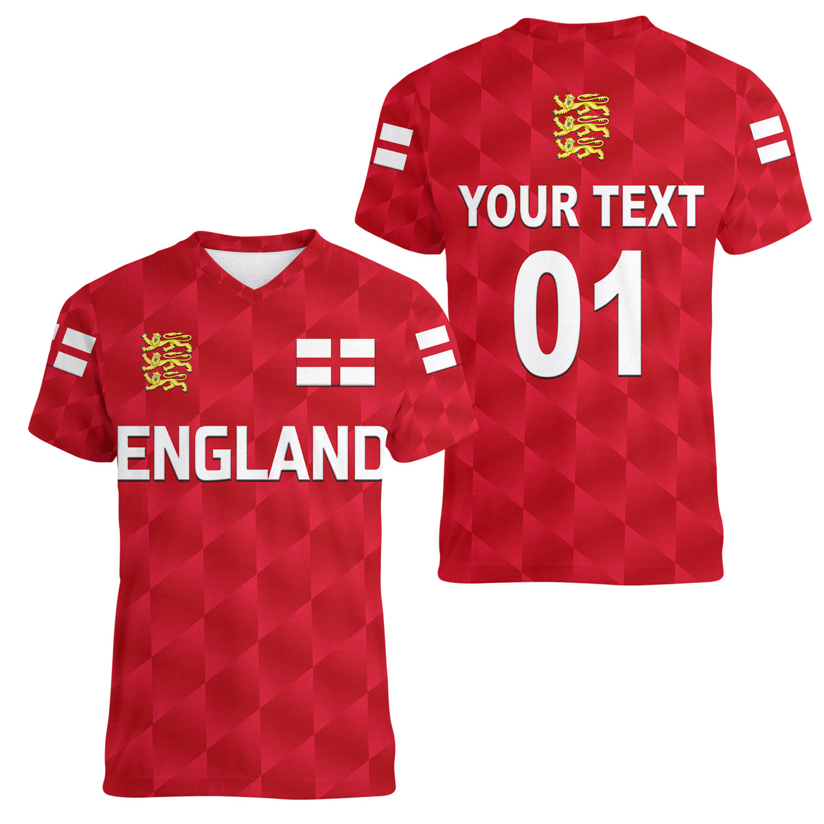 (Custom Personalised) England Cricket Women V Neck T Shirt Unique - Red LT8 - Wonder Print Shop