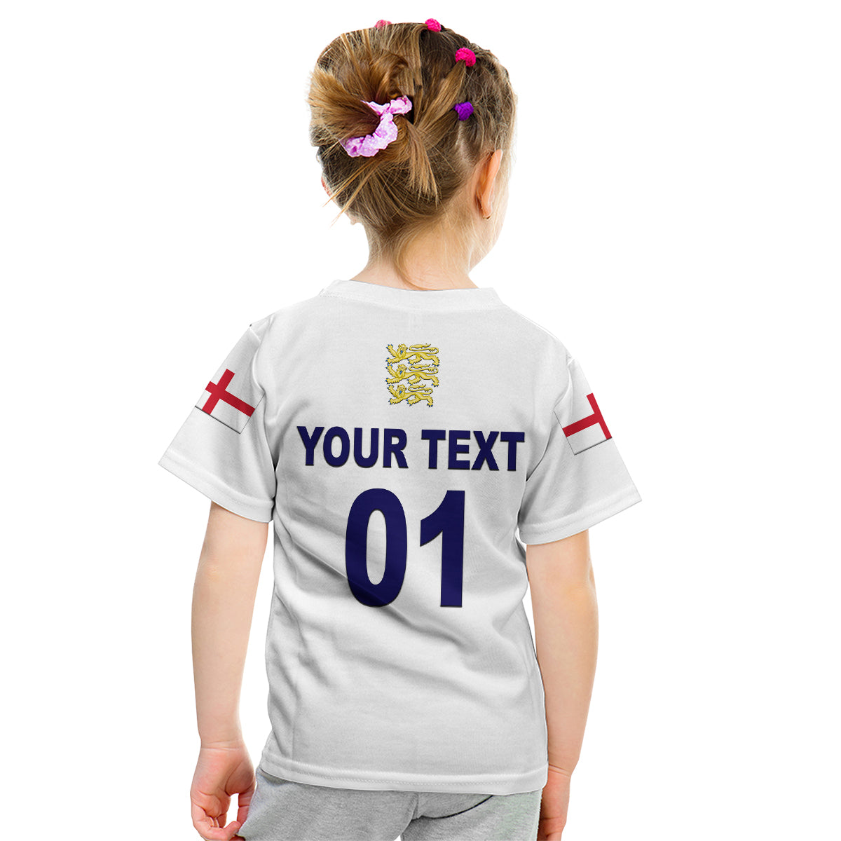 (Custom Personalised) England Cricket Kid T Shirt Unique - White LT8 - Wonder Print Shop