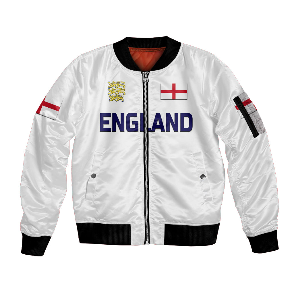 (Custom Personalised) England Cricket Sleeve Zip Bomber Jacket Unique - White LT8 - Wonder Print Shop
