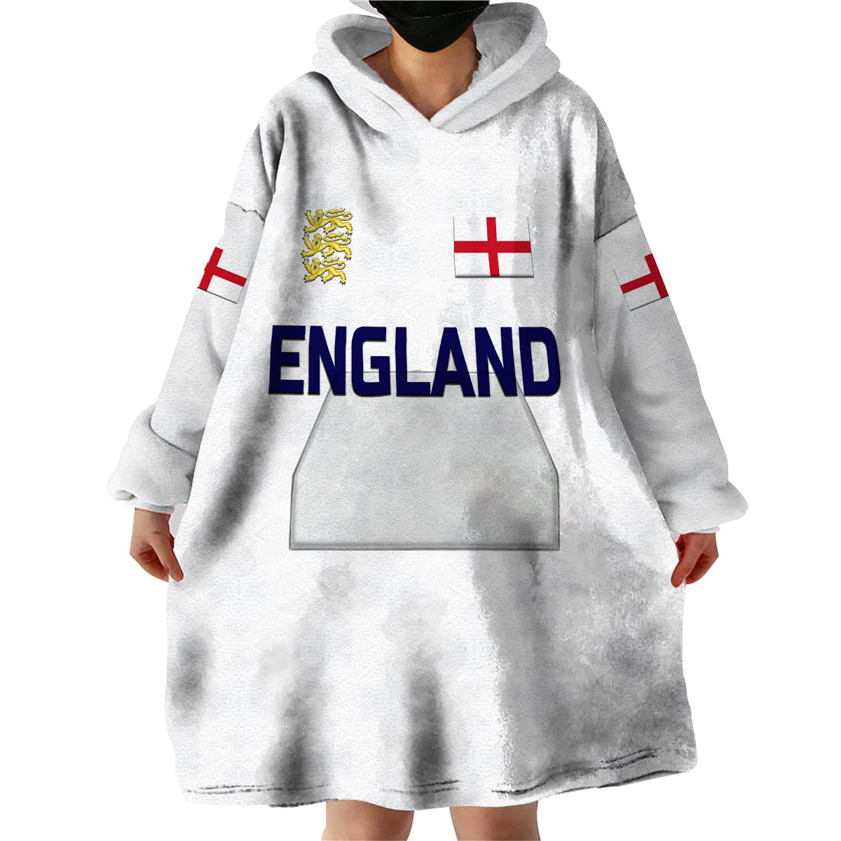 (Custom Personalised) England Cricket Wearable Blanket Hoodie Unique - White LT8 - Wonder Print Shop