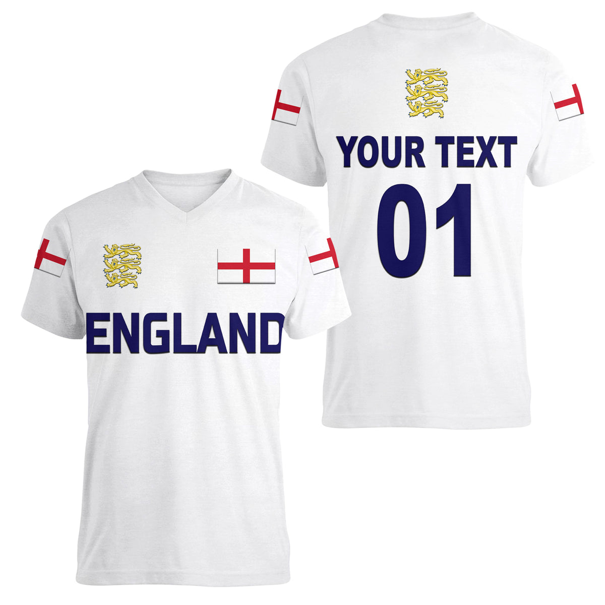 (Custom Personalised) England Cricket Women V Neck T Shirt Unique - White LT8 - Wonder Print Shop