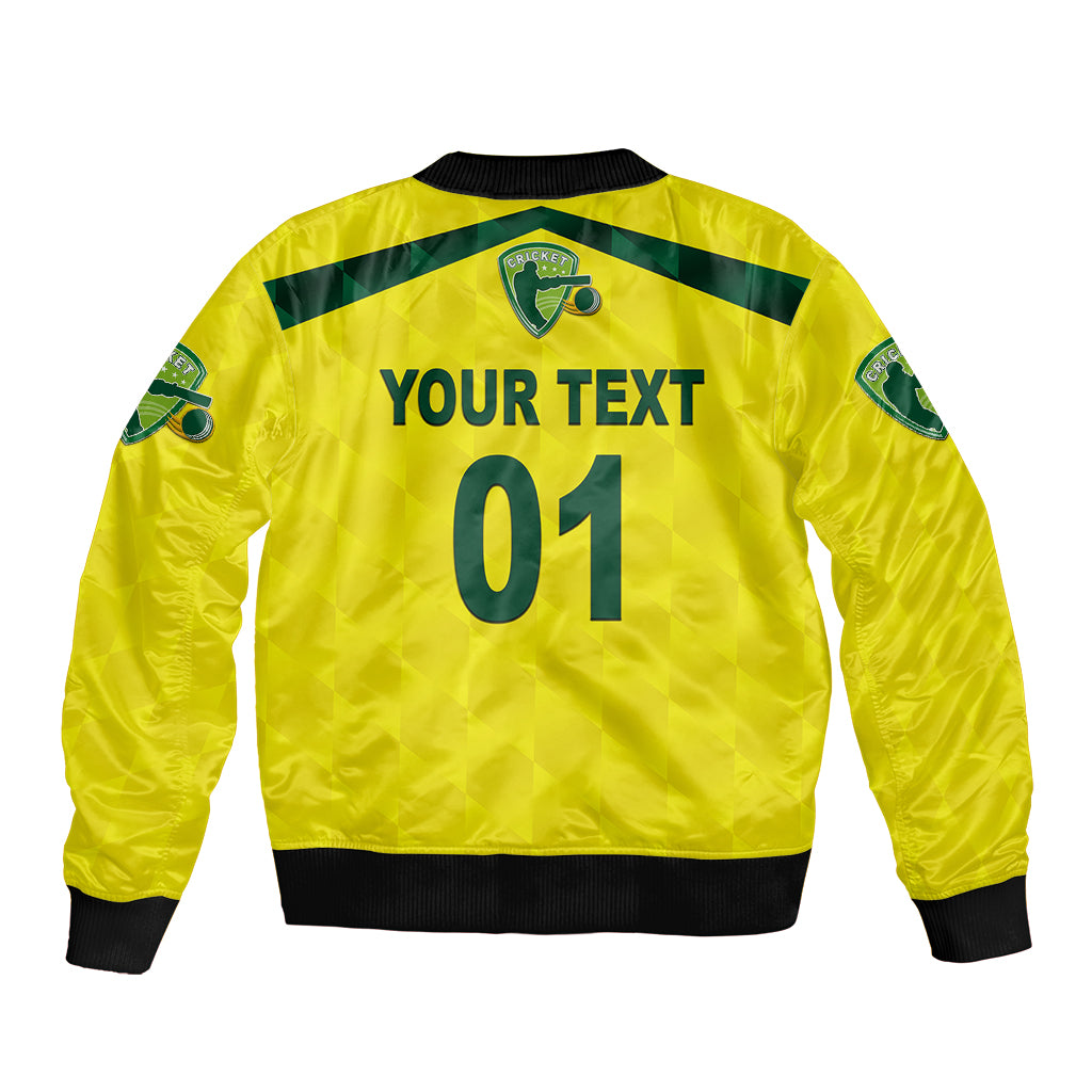 (Custom Personalised) Australia Cricket Sleeve Zip Bomber Jacket Aussie Unique - Yellow LT8 - Wonder Print Shop