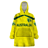 (Custom Personalised) Australia Cricket Wearable Blanket Hoodie Aussie Unique - Yellow LT8 - Wonder Print Shop