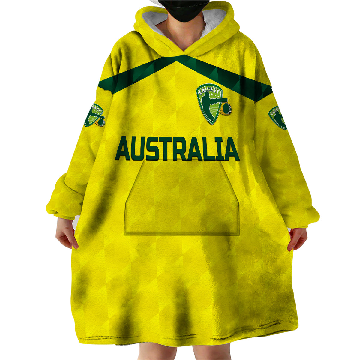 (Custom Personalised) Australia Cricket Wearable Blanket Hoodie Aussie Unique - Yellow LT8 - Wonder Print Shop