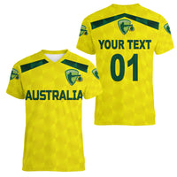 (Custom Personalised) Australia Cricket Women V Neck T Shirt Aussie Unique - Yellow LT8 - Wonder Print Shop