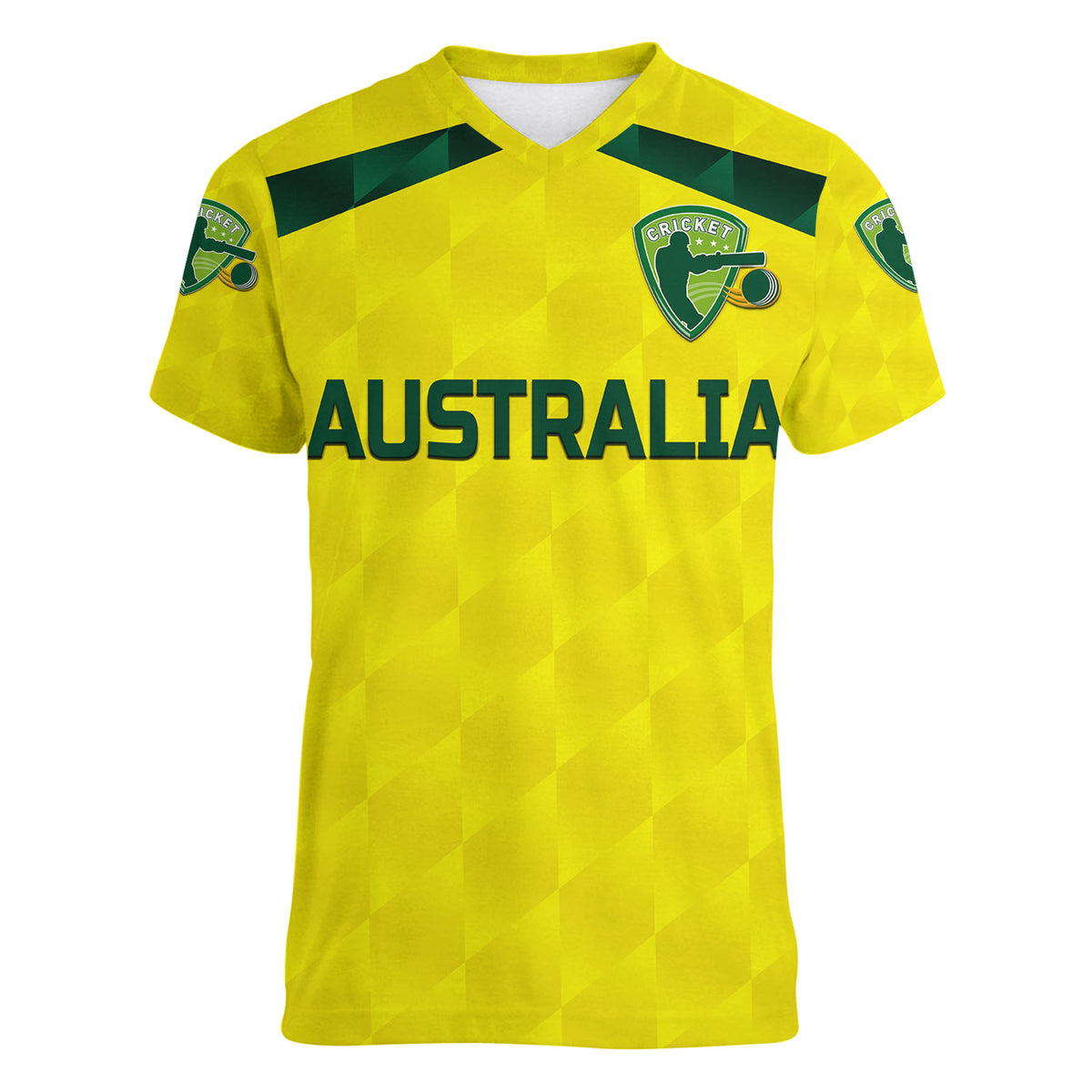 (Custom Personalised) Australia Cricket Women V Neck T Shirt Aussie Unique - Yellow LT8 - Wonder Print Shop
