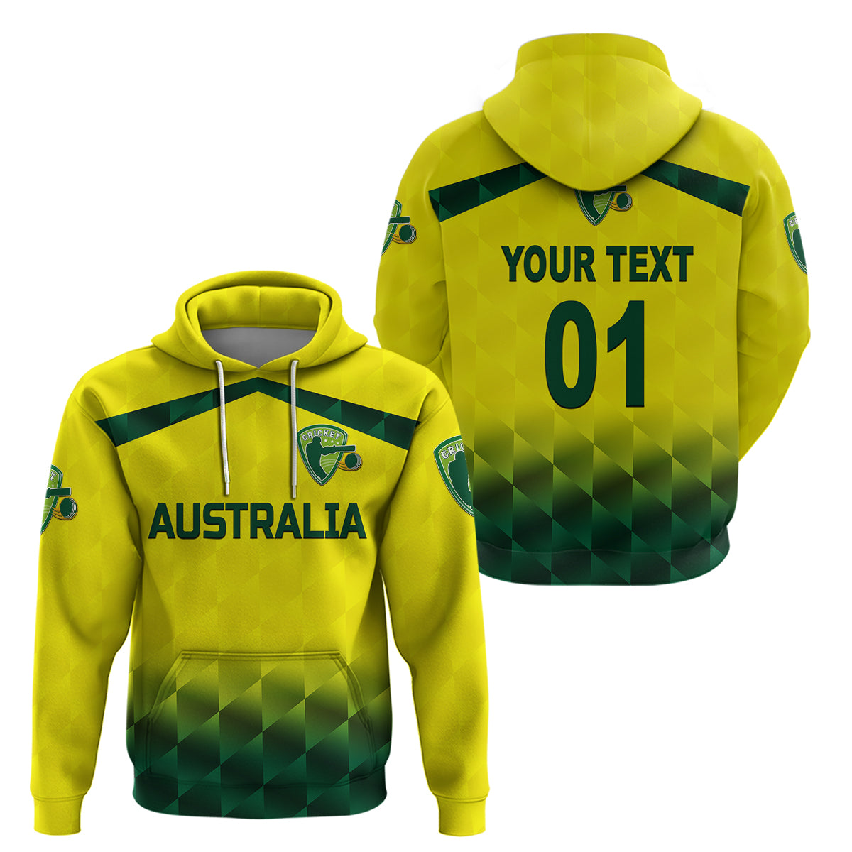 Custom Australia CrickeHoodie Aussie Unique Gradient Yellow Vibes LT8 - Wonder Print Shop