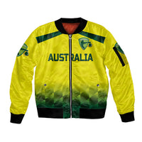 (Custom Personalised) Australia Cricket Sleeve Zip Bomber Jacket Aussie Unique - Gradient Yellow Vibes LT8 - Wonder Print Shop