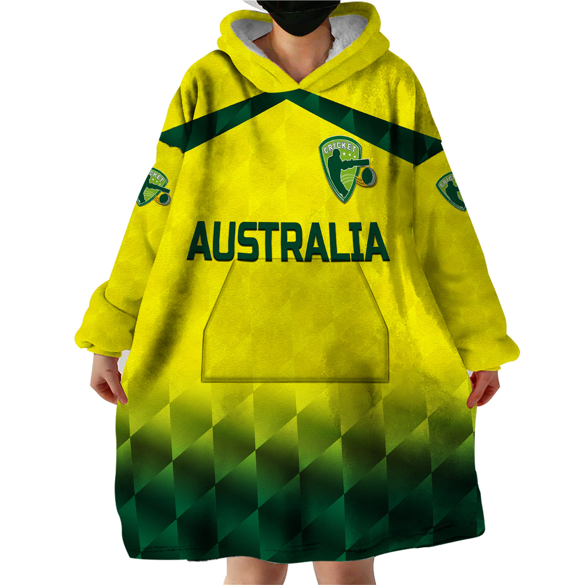 (Custom Personalised) Australia Cricket Wearable Blanket Hoodie Aussie Unique - Gradient Yellow Vibes LT8 - Wonder Print Shop