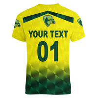 (Custom Personalised) Australia Cricket Women V Neck T Shirt Aussie Unique - Gradient Yellow Vibes LT8 - Wonder Print Shop