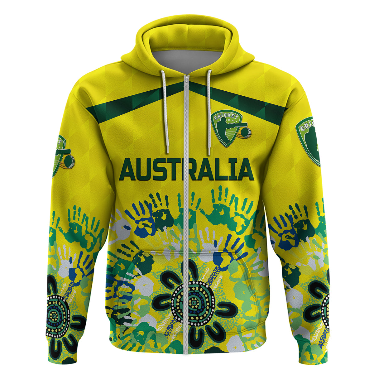 Custom Australia CrickeHoodie Aboriginal Style Unique Yellow LT8 - Wonder Print Shop